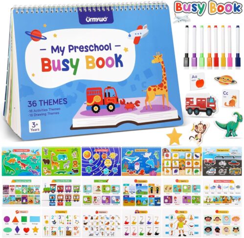 Busy Book for Toddlers – Preschool Learning Activities 36 Themes Learning Educational Coloring Books, Montessori Autism Sensory Travel Toys, Easter Basket Stuffers, Birthday Gifts for Kids Ages 3+