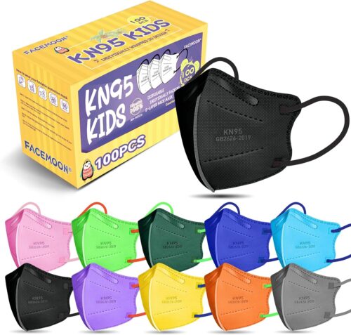 KN95 Masks Disposable for Kids, 5 Layer Protection 100 Pack Individually Wrapped KN95 Masks Children Size Breathable Adjustable Face Mask for Girl and Boy, Mascarillas para Niños Aged 4-12