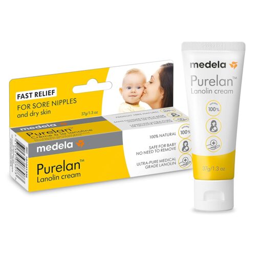 Medela Purelan Lanolin | Safe for Breastfeeding Baby | 100% Natural Nipple Cream, Single Ingredient | Soothing Protection for Nursing Moms, 1.3 Ounce