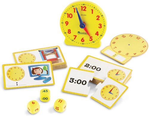 Learning Resources Time Activity Set – 41 Pieces, Ages 5+,Clock for Teaching Time, Telling Time, Homeschool Supplies, Montessori Clock