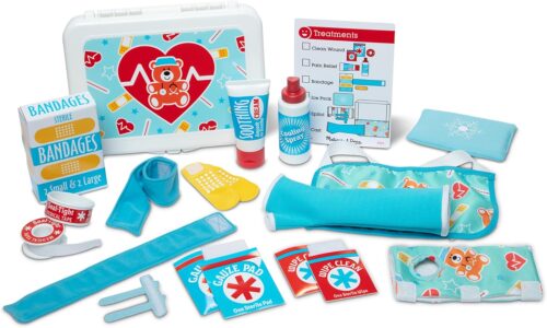 Melissa & Doug Get Well First Aid Kit Play Set – 25 Toy Pieces – Pretend Play Reusable Bandages