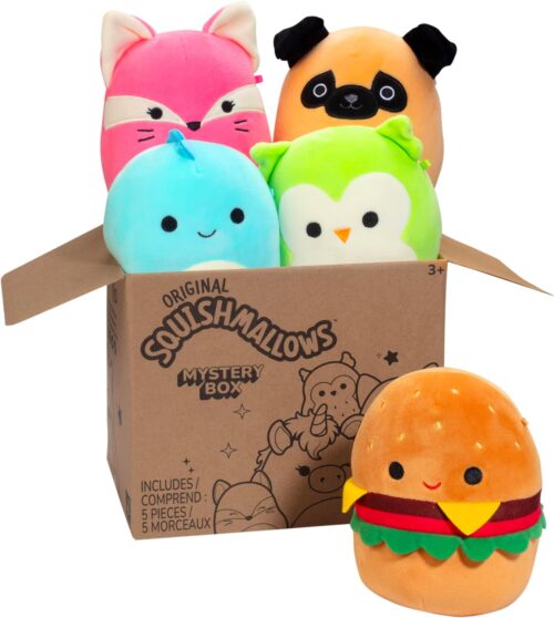 Squishmallows Original Mystery Box 5-Inch Plush 5 Pack – Official Jazwares Plush – Collectible Soft & Squishy Mini Stuffed Animal Toy – Add to Your Squad – Gift for Kids, Girls & Boys
