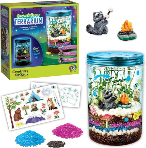 Creativity for Kids Grow ‘N Glow Terrarium Kit for Kids – Educational Science Kits Ages 6-8+, Kids Gifts for Boys and Girls, Craft and STEM Projects