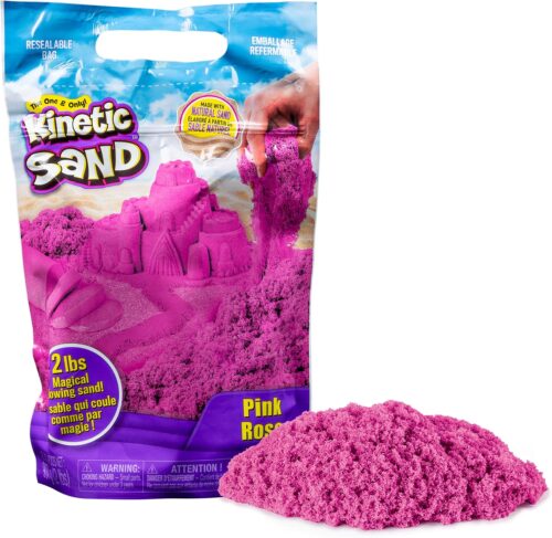 Kinetic Sand, 2lbs Pink Play Sand, Moldable Sensory Toys for Kids, Resealable Bag, for Ages 3 and up