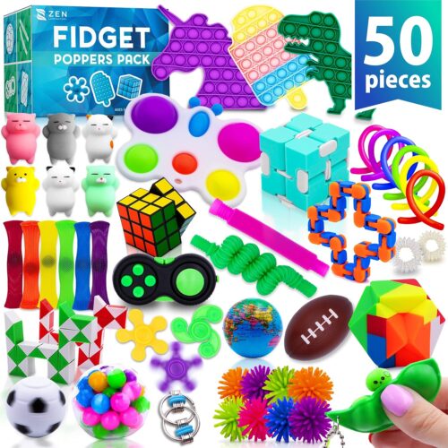 50 Pcs Fidget Toys Pack – Stocking Stuffers for Kids, Gifts for Kids, Party Favors – Adults Stress Relief Sensory Toy – ADHD Toys Bulk for Classroom Treasure Box Prizes – Pop Its