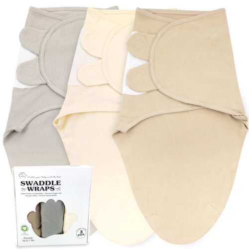 Bublo Baby Organic Preemie Swaddles 4-7 lbs – 3-Pack Premature Babies Swaddle Sleep Sack – Premature Infant Sleeping Sack – Easy Adjustable Baby Swaddle Blanket Wrap Boy Girl (Solid Grey)