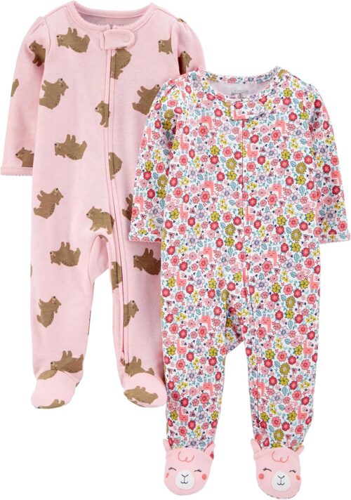 Simple Joys by Carter’s Baby Girls’ Cotton Footed Sleep and Play, Pack of 2